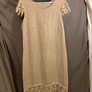 Martina Innocenti linen dress. Cricket detail on shoulders and bottom hem.